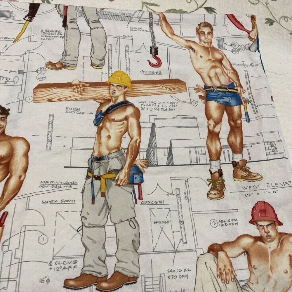 The Construction Worker fabric pillow case Pin up Alexander Henry standard